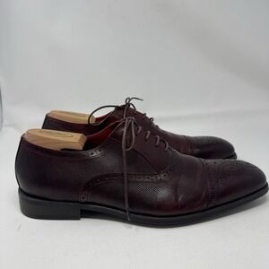 Moretti Black Label Oxford‎ Dress Shoes Men 12 Burgundy Cap Toe Leather